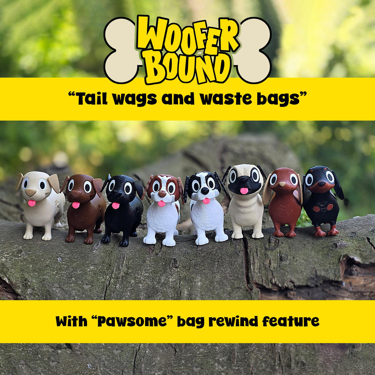 Yellow Labrador Waste Bag Dispenser with Rewind Feature, Pet Walking Accessory