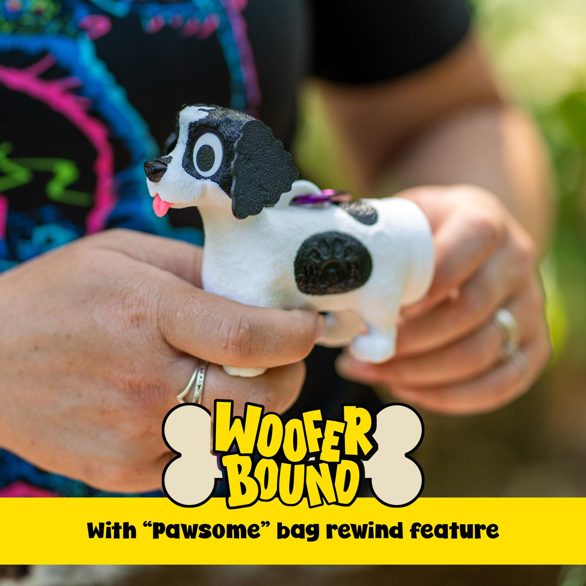Black and White Spaniel Novelty Waste Bag Dispenser, Rewind Feature, Pet Walking Accessory