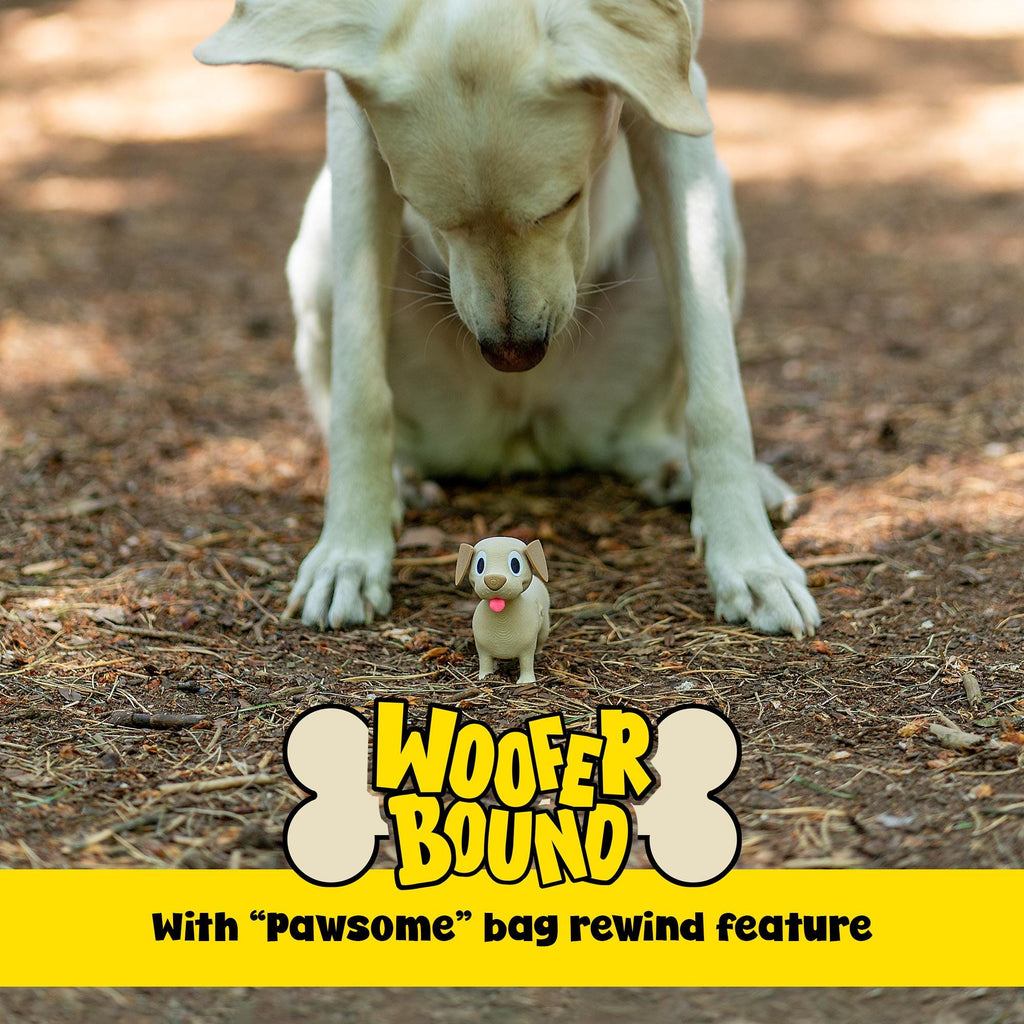 Yellow Labrador Waste Bag Dispenser with Rewind Feature, Pet Walking Accessory
