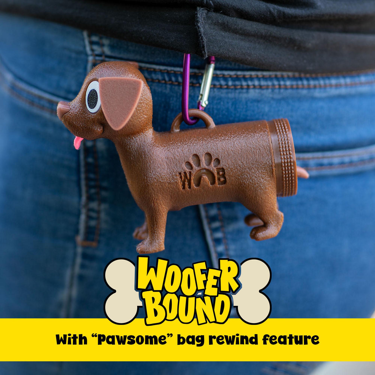 Chocolate Labrador Waste Bag Dispenser with Rewind Feature, Pet Walking Accessory, fun pet owner gift.