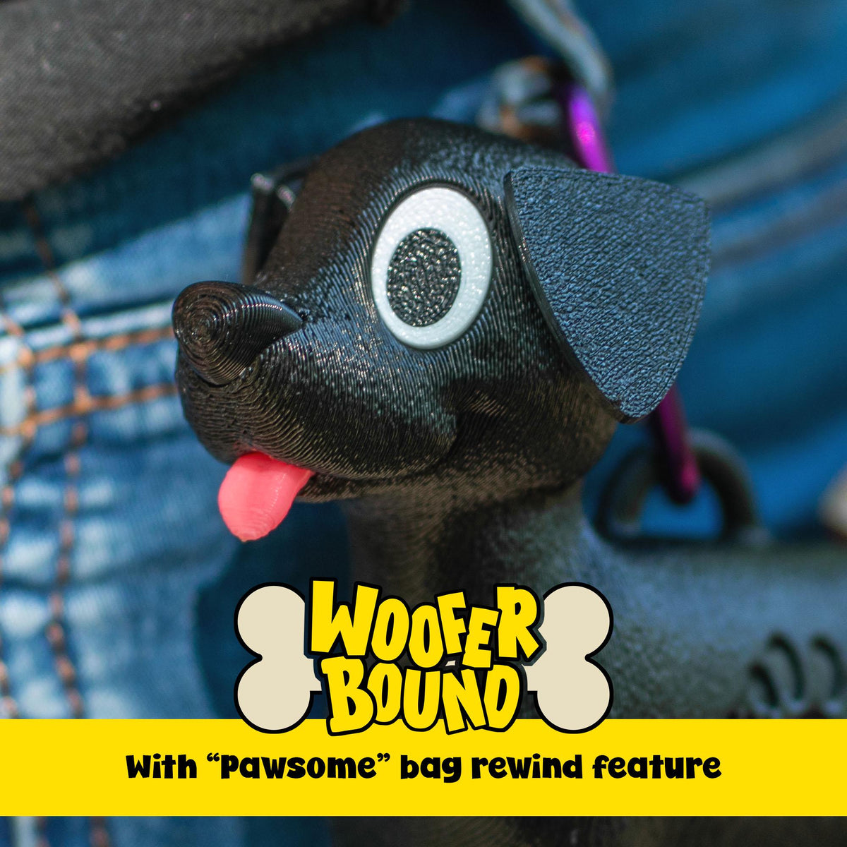 Black Labrador Waste Bag Dispenser with Rewind Feature, Pet Accessory, fun pet owner gift
