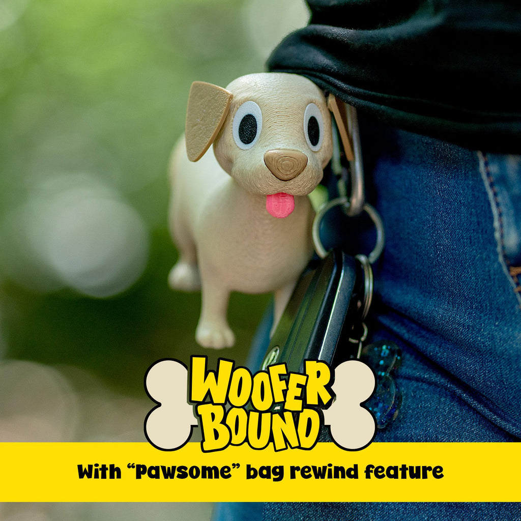 Yellow Labrador Waste Bag Dispenser with Rewind Feature, Pet Walking Accessory