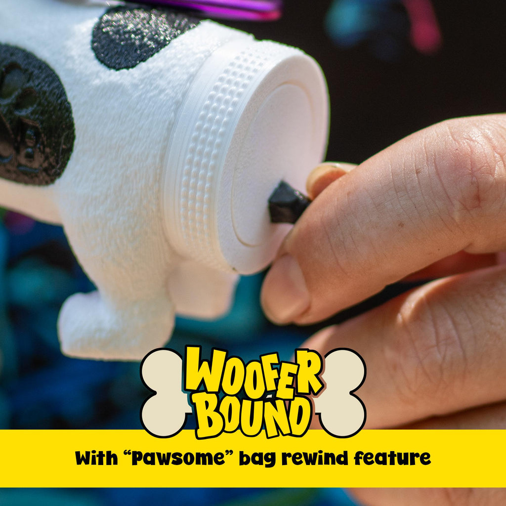 Black and White Spaniel Novelty Waste Bag Dispenser, Rewind Feature, Pet Walking Accessory
