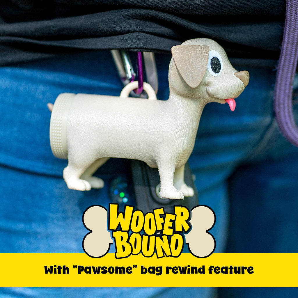 Yellow Labrador Waste Bag Dispenser with Rewind Feature, Pet Walking Accessory