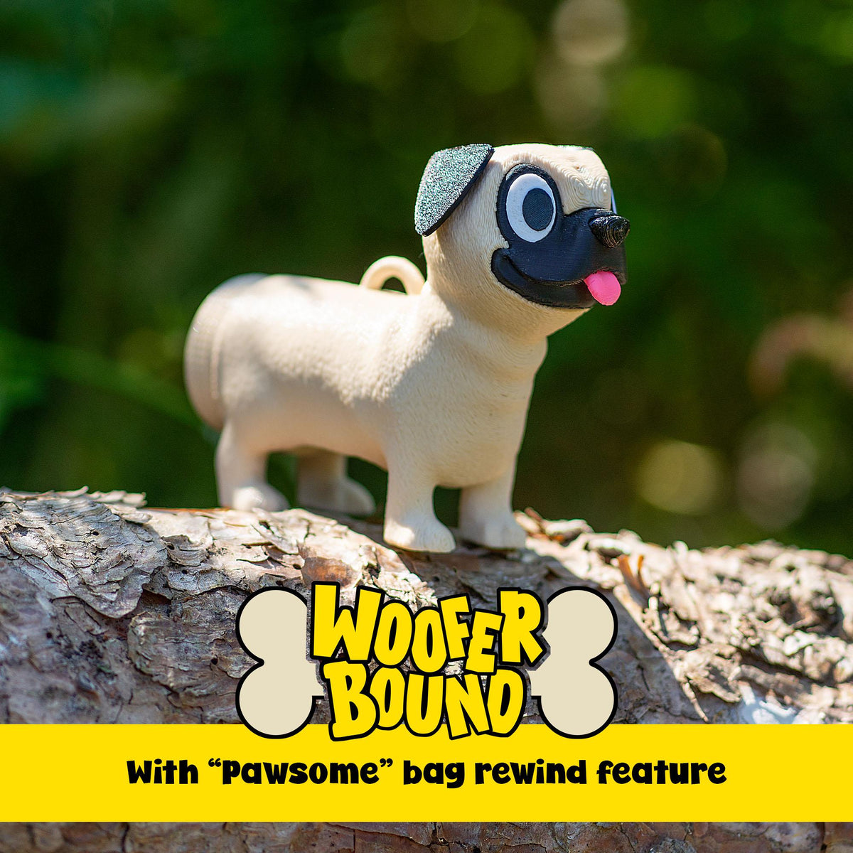 Pug Waste Bag Dispenser with Rewind Feature, Pet Walking Accessory, Pug gift.