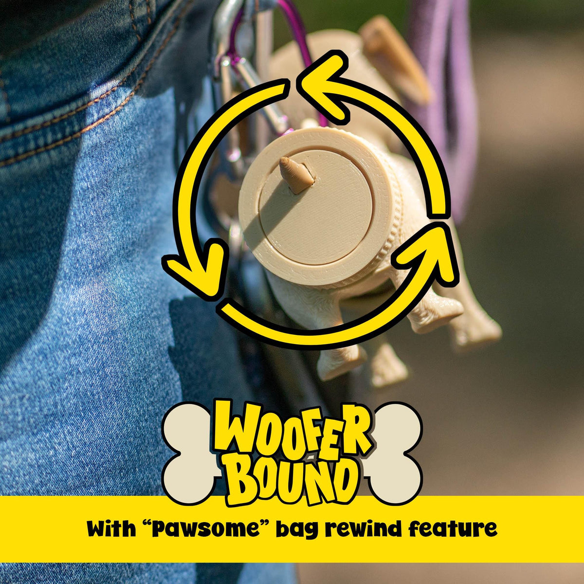 Pug Waste Bag Dispenser with Rewind Feature, Pet Walking Accessory, Pug gift.